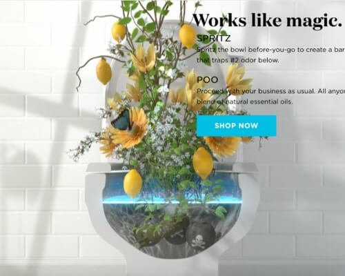 Poo-Pourri website screenshot from video outlining how product works