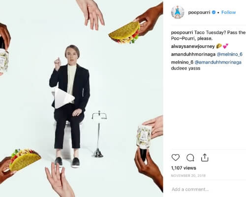 Poop-Pourri Instagram screenshot from Taco Tuesday boomerang